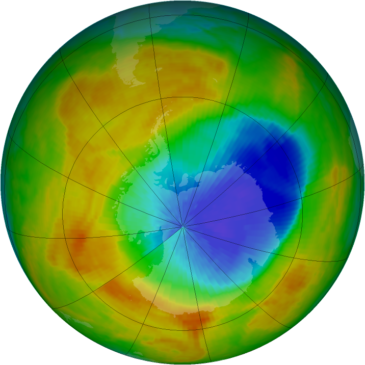 Antarctic ozone map for 07 October 2002